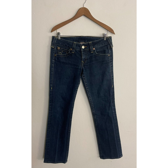True Religion 31 Jeans Y2k Style Low Rise Logo Flap Pockets Bootcut Stretch - Picture 1 of 12